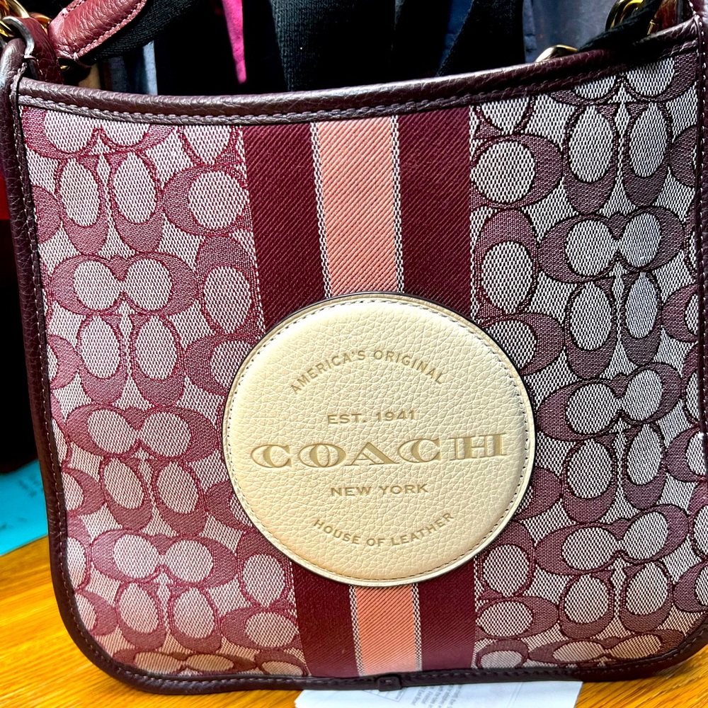 Dempsey File Bag In Signature Jacquard With Stripe And Coach Patch